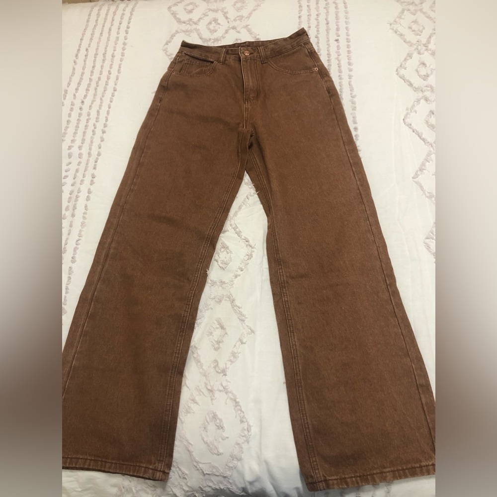 BROWN WIDE LEG JEANS